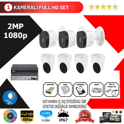 YHD0010-Dahua 7'li Set 2 Mp 1080p Hd Kamera Sistemi