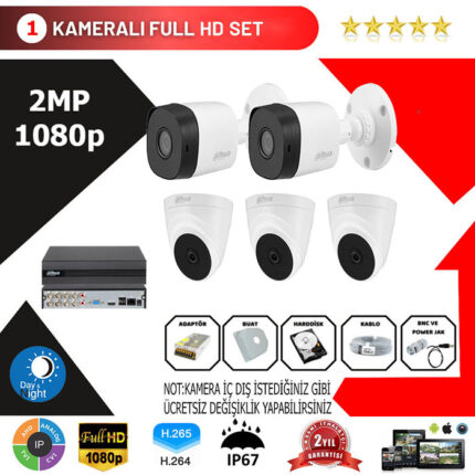 YHD0012-Dahua 5'li Set 2 Mp 1080p Hd Kamera Sistemi