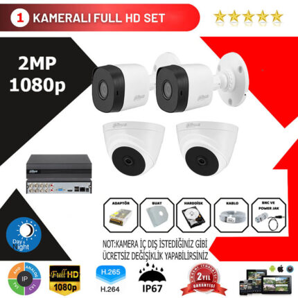 YHD0013-Dahua 4'lü Set 2 Mp 1080p Hd Kamera Sistemi