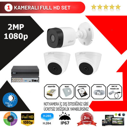 YHD0014-Dahua 3'lü Set 2 Mp 1080p Hd Kamera Sistemi