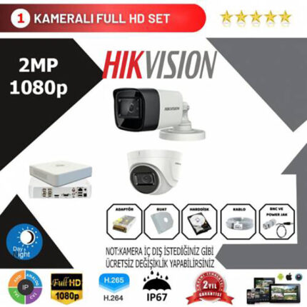 YHH0015-Hikvision 2'li Set 2 Mp 1080p Hd Kamera Sistemi