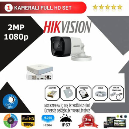 YHH0016-Hikvision 1'li Set 2 Mp 1080p Hd Kamera Sistemi