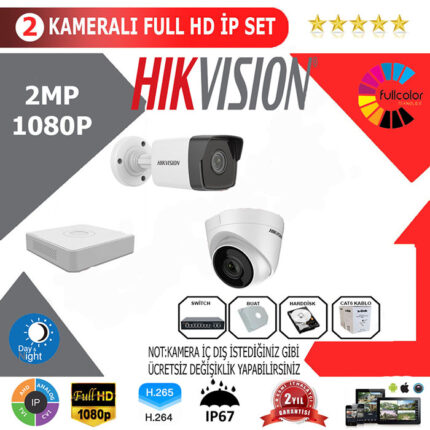 YHHI002-Hikvision 2'li 2MP 1080P İP Seti