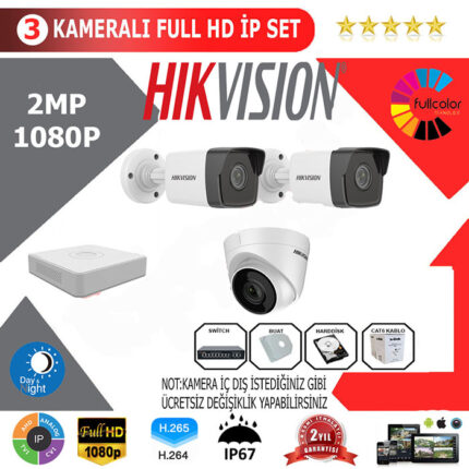 YHHI003-Hikvision 3'li 2MP 1080P İP Seti