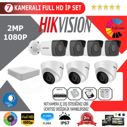 YHHI007-Hikvision 7'li 2MP 1080P İP Seti