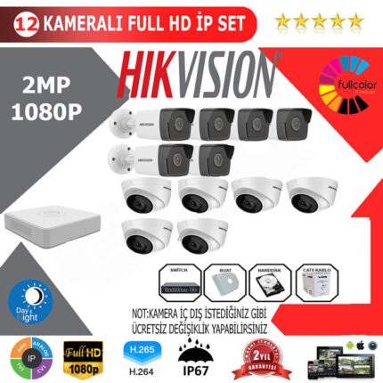 YHHI012-Hikvision 12'li 2MP 1080P İP Seti