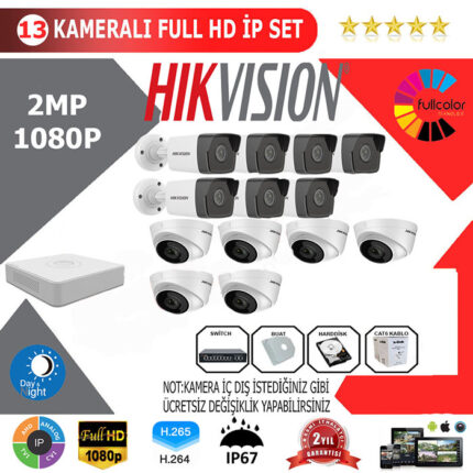 YHHI013-Hikvision 13'li 2MP 1080P İP Seti