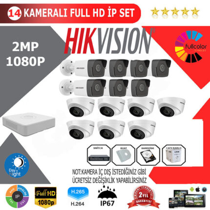 YHHI014-Hikvision 14'li 2MP 1080P İP Seti