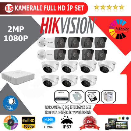 YHHI015-Hikvision 15'li 2MP 1080P İP Seti