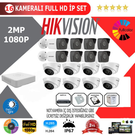 YHHI016-Hikvision 16'li 2MP 1080P İP Seti